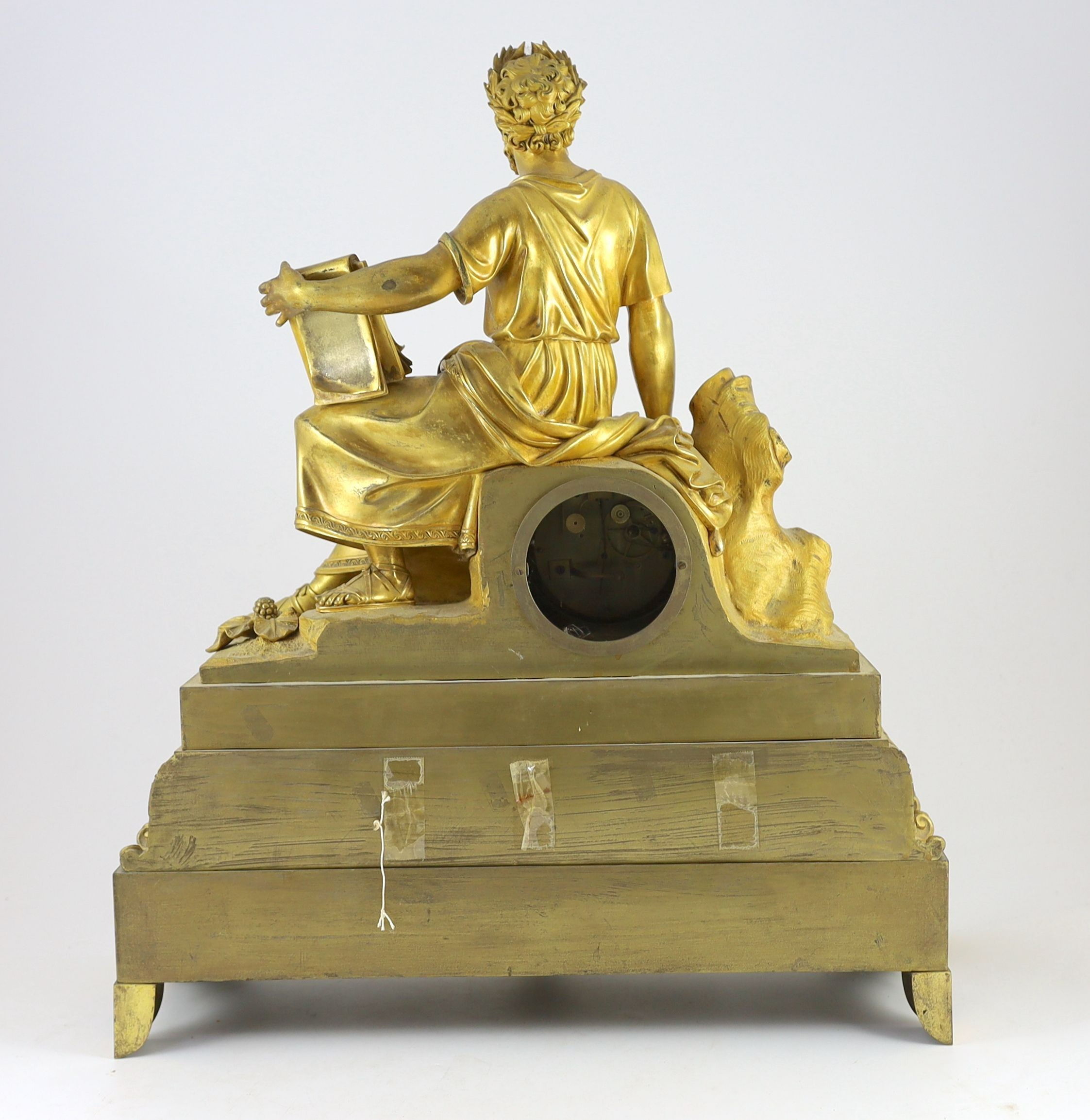 A mid 19th century French ormolu mantel clock, width 54cm, height 60cm